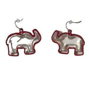 Crimson and Silver Double Elephant Earrings~Burgundy Elephant Earrings